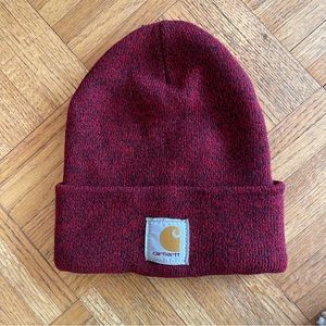 CARHARTT UNISEX BURGUNDY RED AND BLACK HEATHER KNIT WATCH HAT WINTER BEANIE